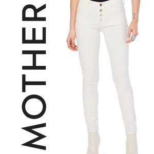 Mother The Pixie Button-Fly Skinny Jeans white